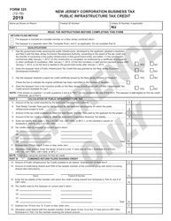 Form 325 Public Infrastructure Tax Credit - New Jersey