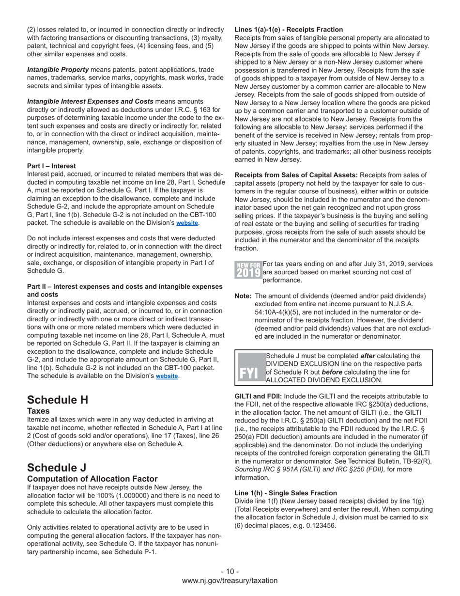 Instructions for Form CBT-100 New Jersey Corporation Business Tax Return - New Jersey, Page 12