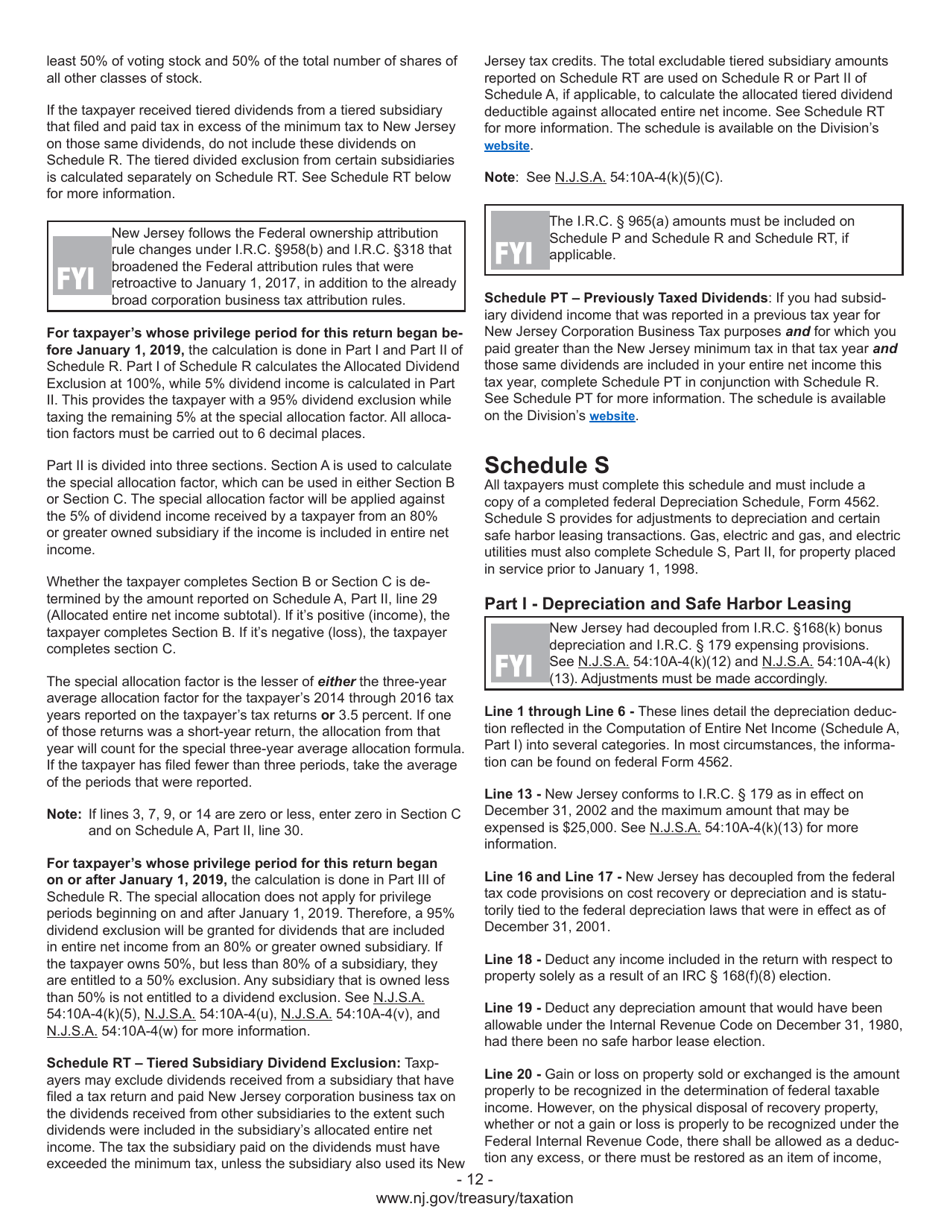 Instructions for Form CBT-100 New Jersey Corporation Business Tax Return - New Jersey, Page 14