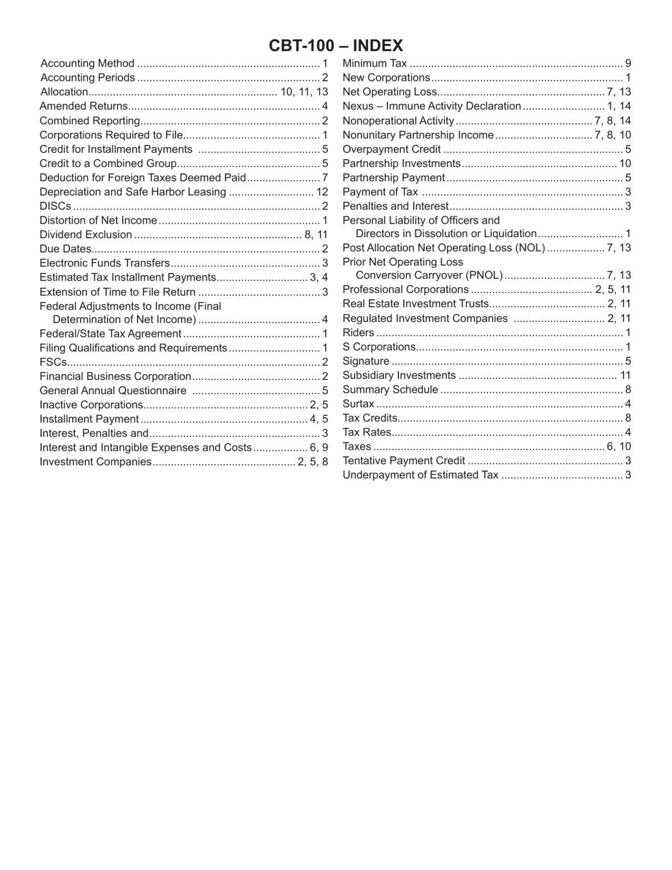 Instructions for Form CBT-100 New Jersey Corporation Business Tax Return - New Jersey, Page 17