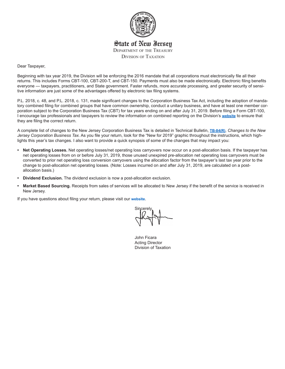 Instructions for Form CBT-100 New Jersey Corporation Business Tax Return - New Jersey, Page 2