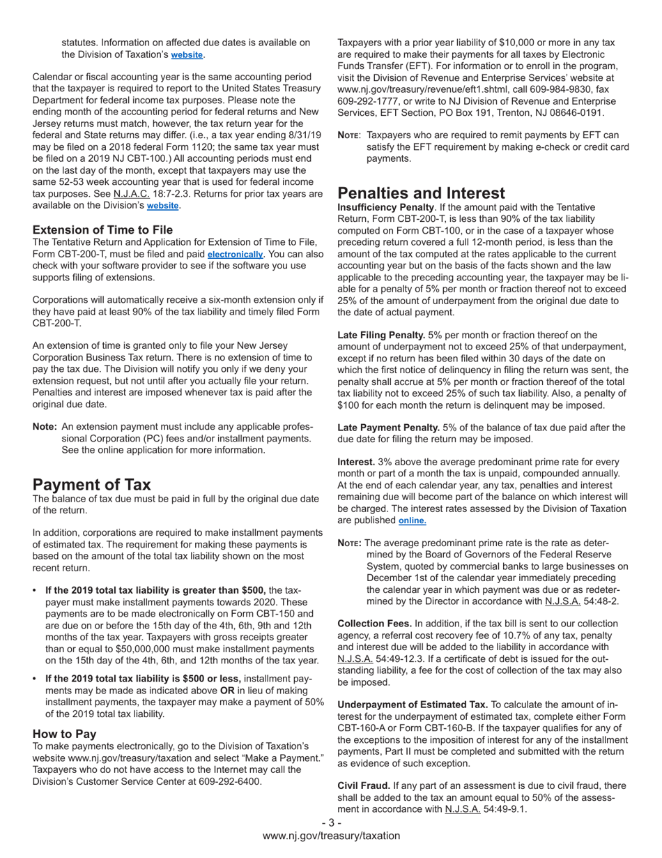 Instructions for Form CBT-100 New Jersey Corporation Business Tax Return - New Jersey, Page 5