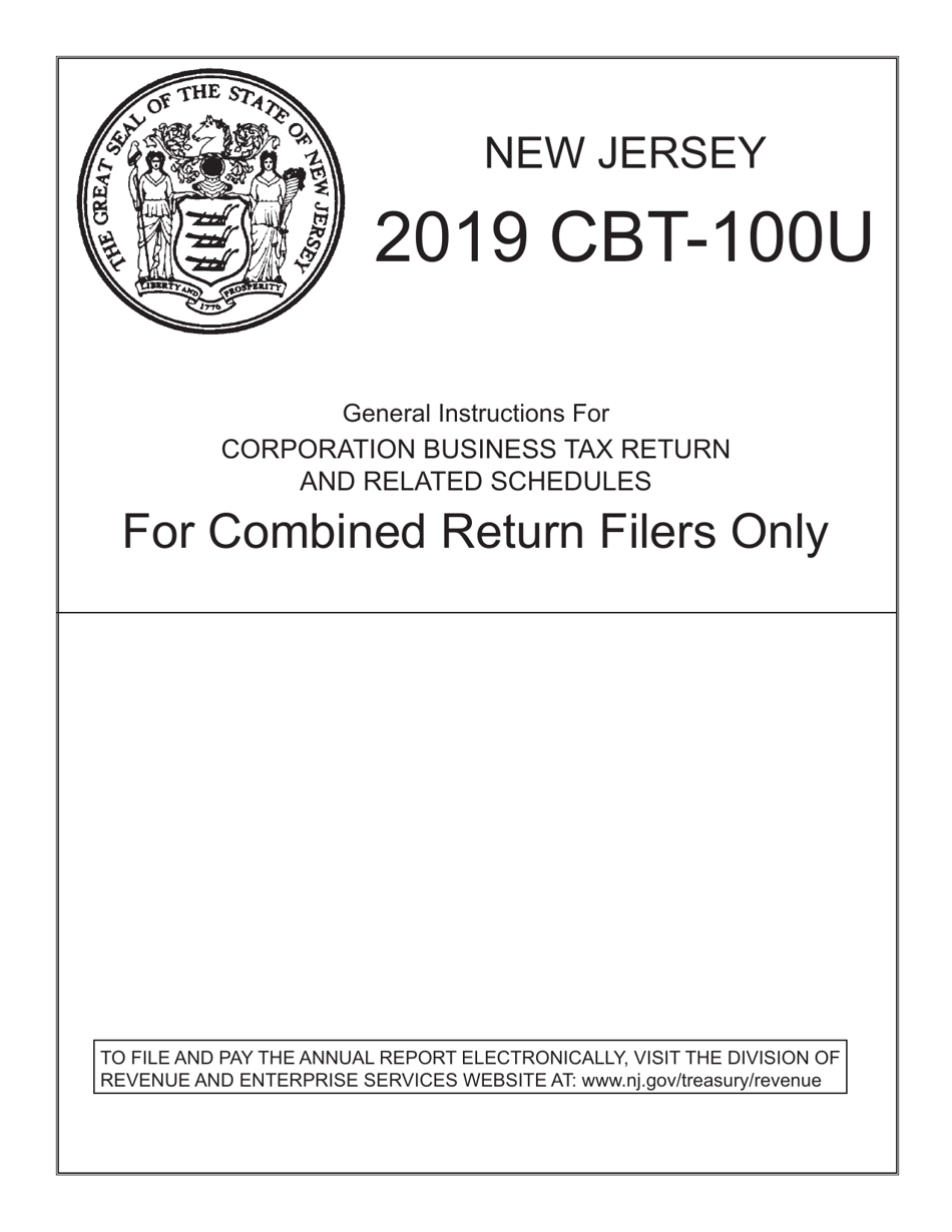 Instructions for Form CBT-100U New Jersey Corporation Business Tax Unitary Return - New Jersey, Page 1