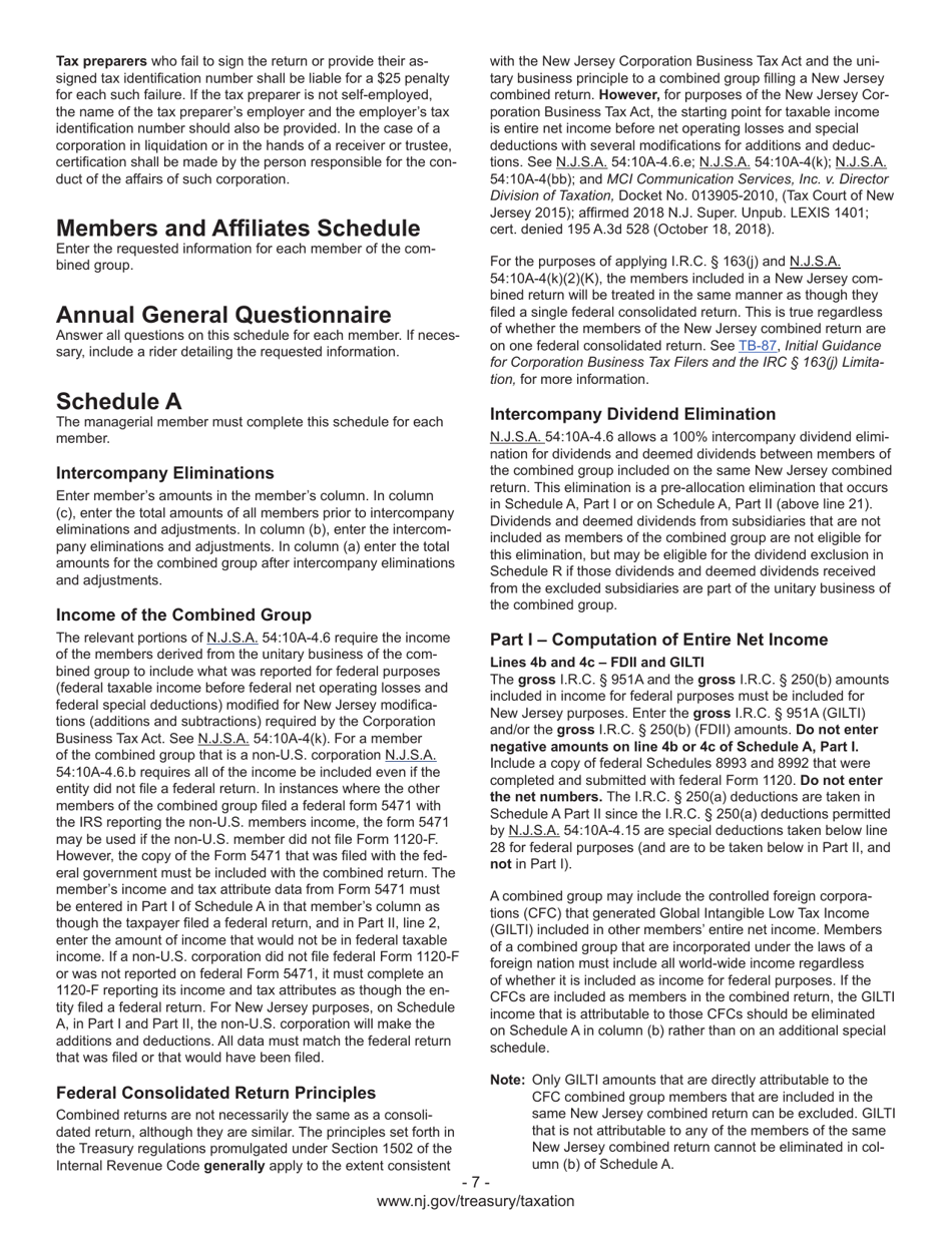 Instructions for Form CBT-100U New Jersey Corporation Business Tax Unitary Return - New Jersey, Page 9