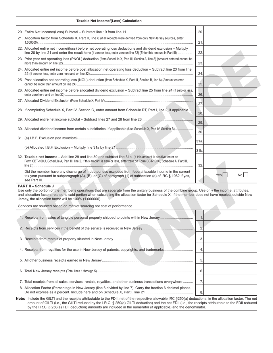 Schedule X Members Taxable Income From Sources Other Than the Unitary Business of the Combined Group - New Jersey, Page 2