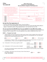 Form NJ-1040-HW Property Tax Credit Application and Wounded Warrior Caregivers Credit Application - New Jersey