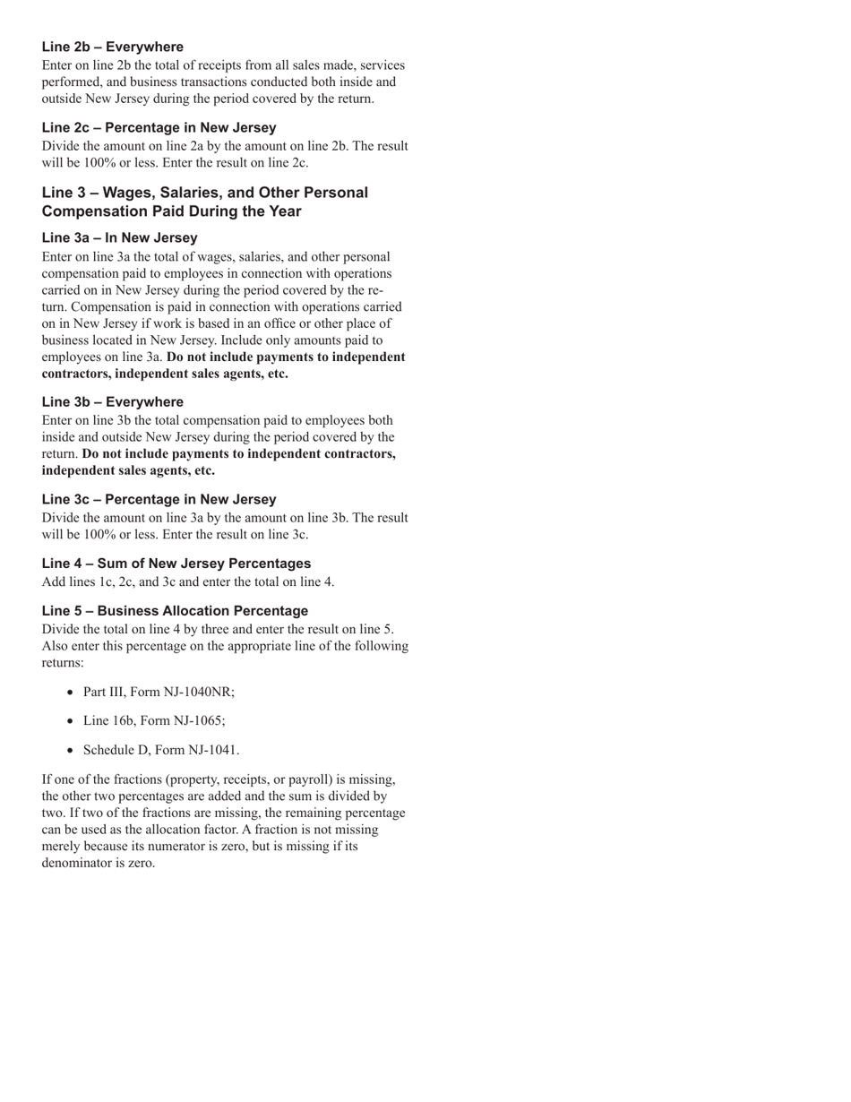 Schedule NJ-NR-A Business Allocation Schedule - New Jersey, Page 3