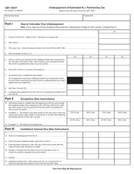 Form CBT-160-P Underpayment of Estimated N.j. Partnership Tax - New Jersey
