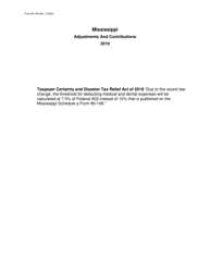 Document preview: Form 80-108 Mississippi Adjustments and Contributions - Mississippi