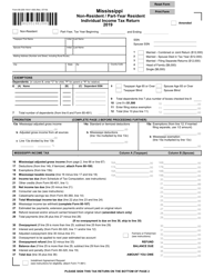 Form 80-205 Mississippi Non-resident / Part-Year Resident Individual Income Tax Return - Mississippi