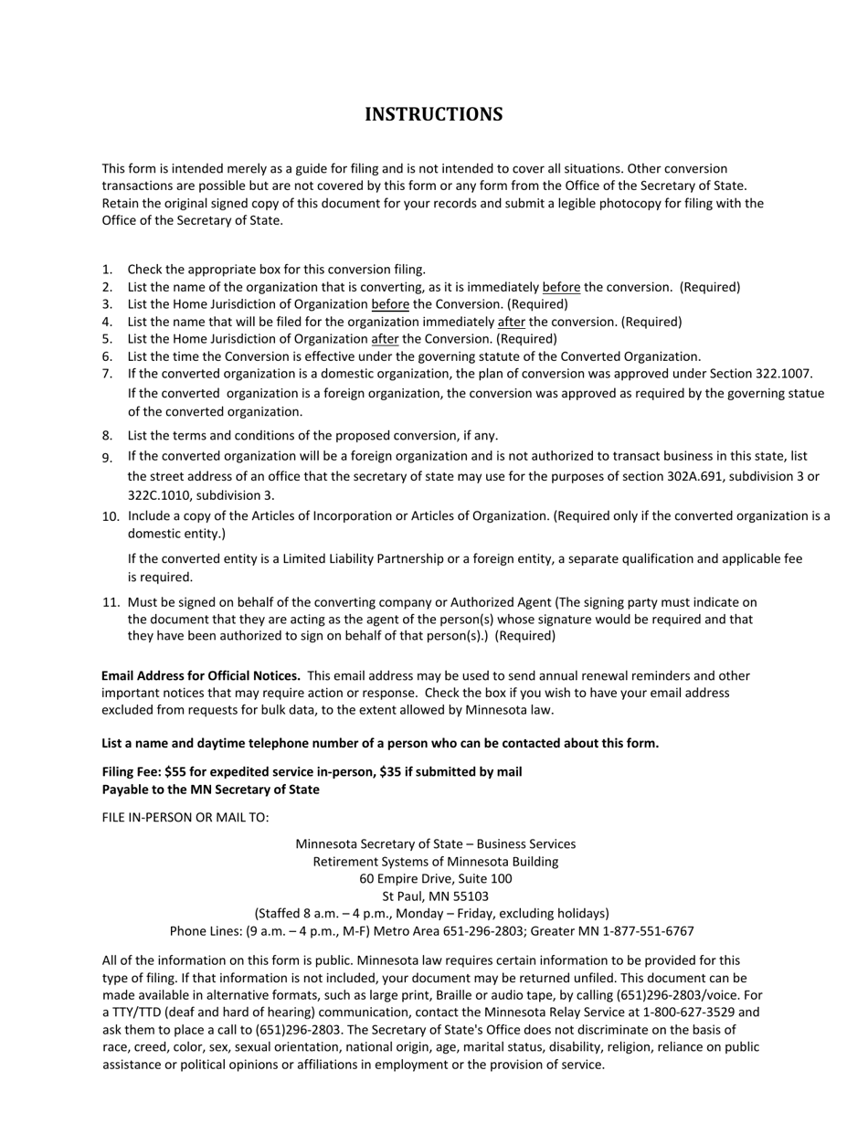 Articles of Conversion - Minnesota, Page 4