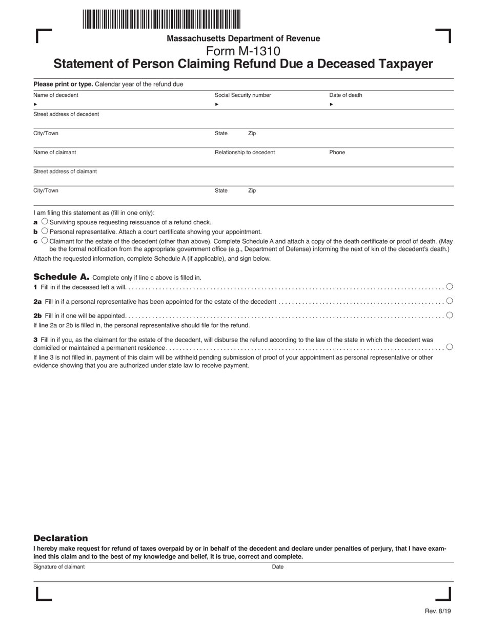 Form M1310 Download Printable PDF or Fill Online Statement of Person