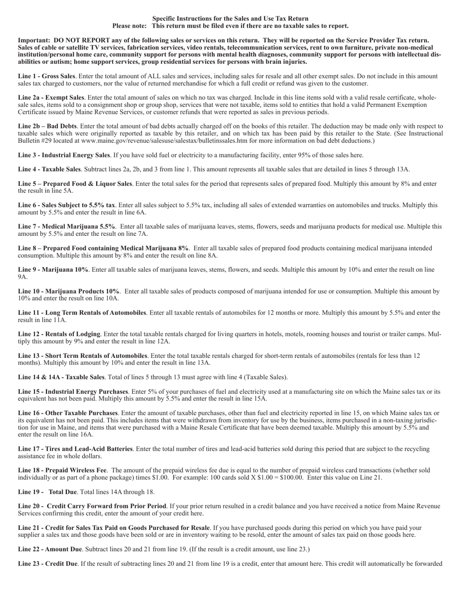 Form ST-7 Sales and Use Tax Return - Maine, Page 3