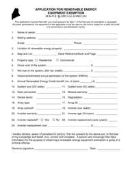 Application for Renewable Energy Equipment Exemption - Maine