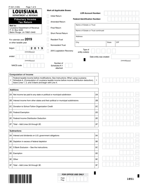 Form IT-541 2019 Printable Pdf