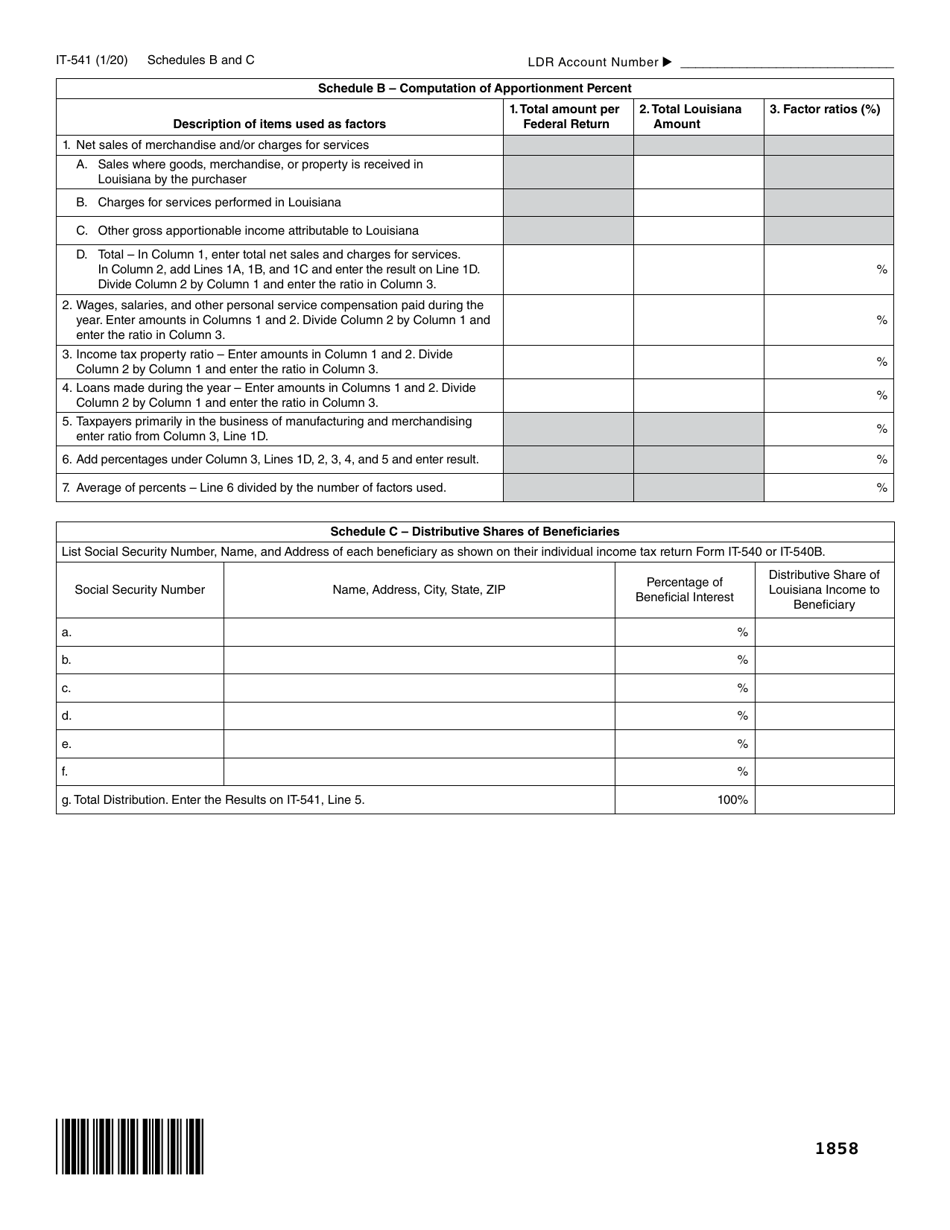 Form IT-541 Fiduciary Income Tax Return - Louisiana, Page 8