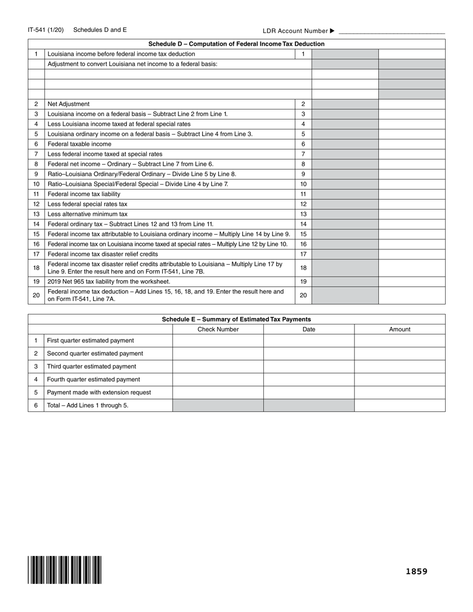 Form IT-541 Fiduciary Income Tax Return - Louisiana, Page 9