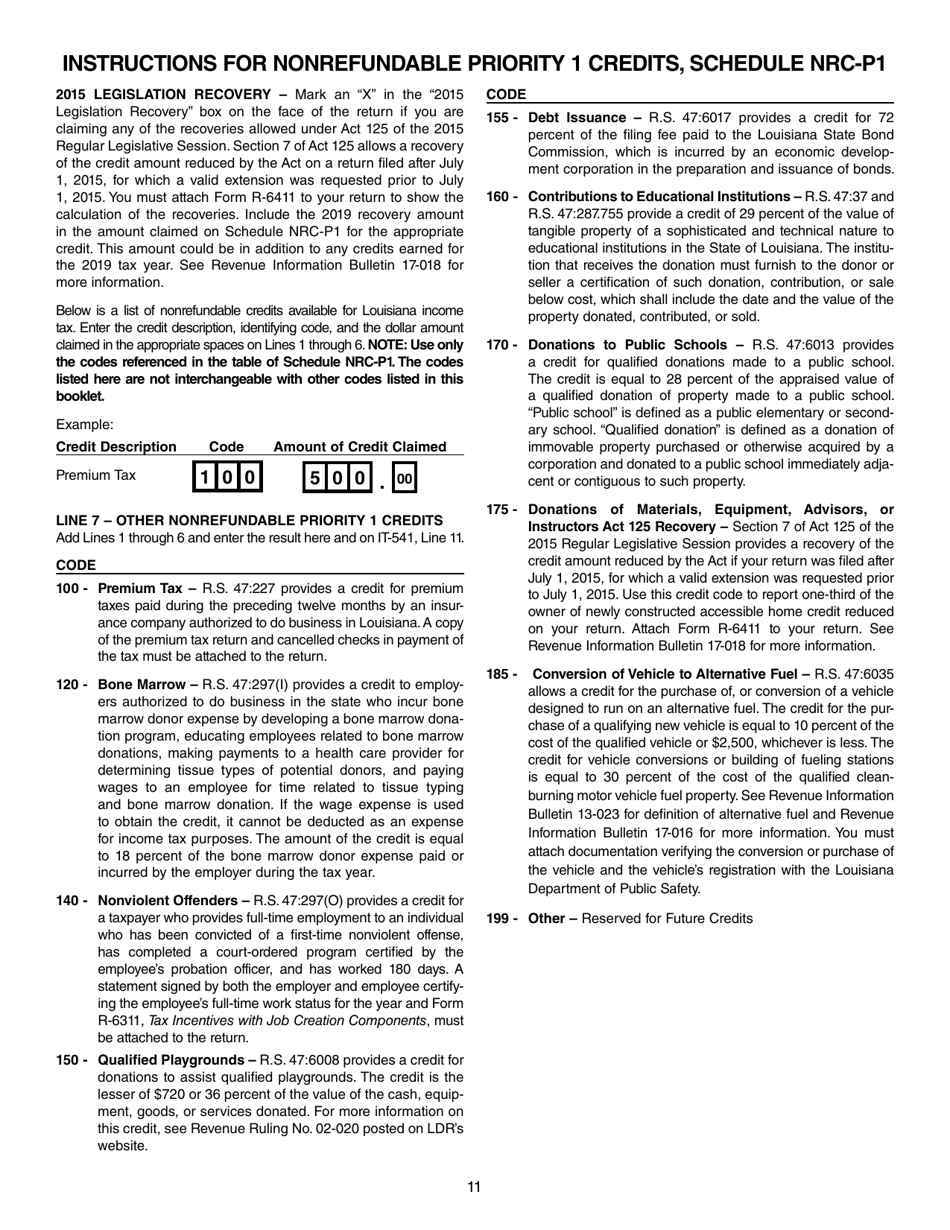 Instructions for Form IT-541 Fiduciary Income Tax Return - Louisiana, Page 11