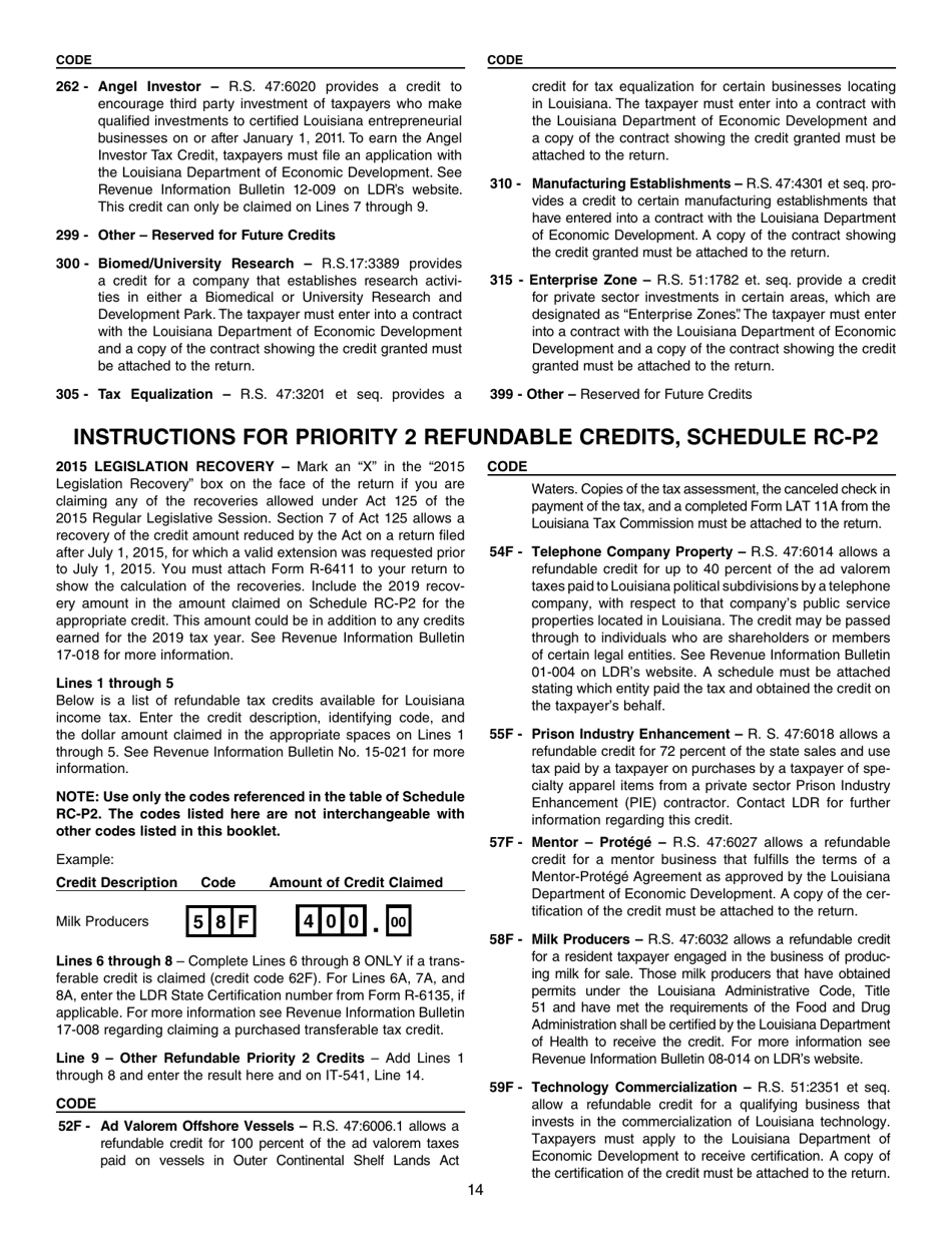 Instructions for Form IT-541 Fiduciary Income Tax Return - Louisiana, Page 14