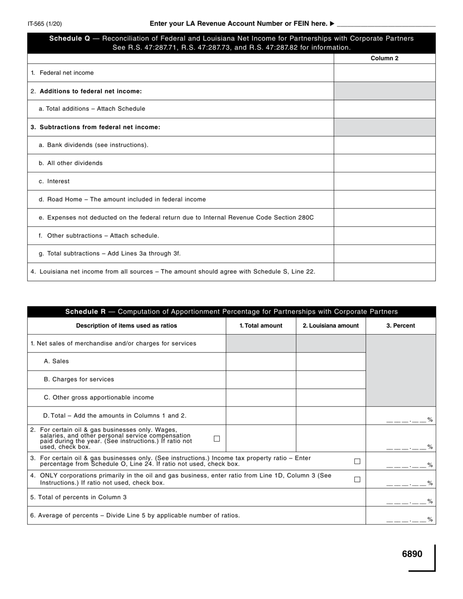 Form IT-565 Partnership Return of Income - Louisiana, Page 10