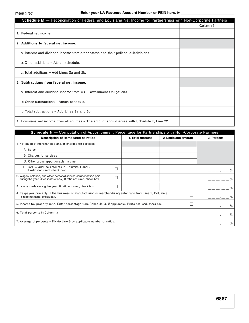 Form IT-565 Partnership Return of Income - Louisiana, Page 7