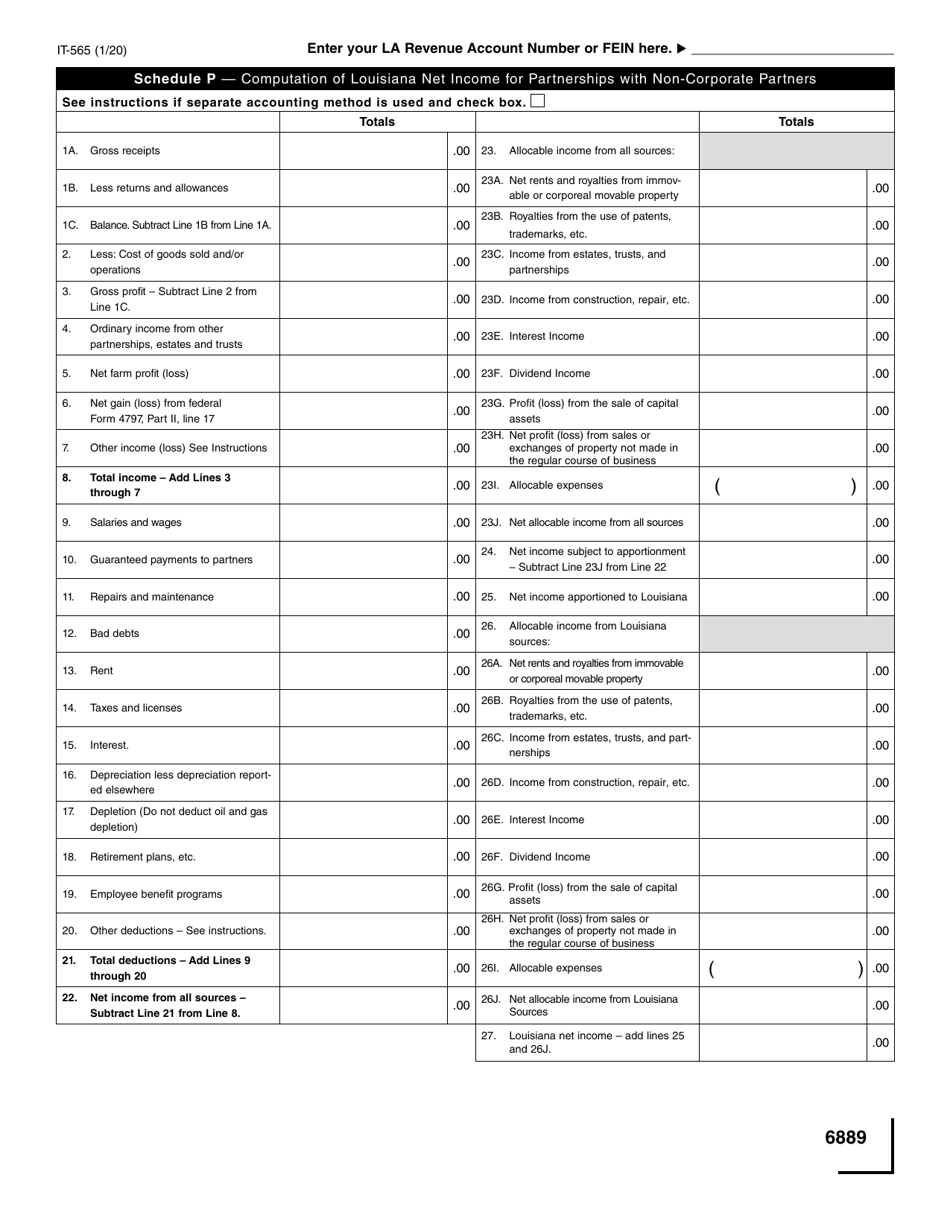 Form IT-565 Partnership Return of Income - Louisiana, Page 9