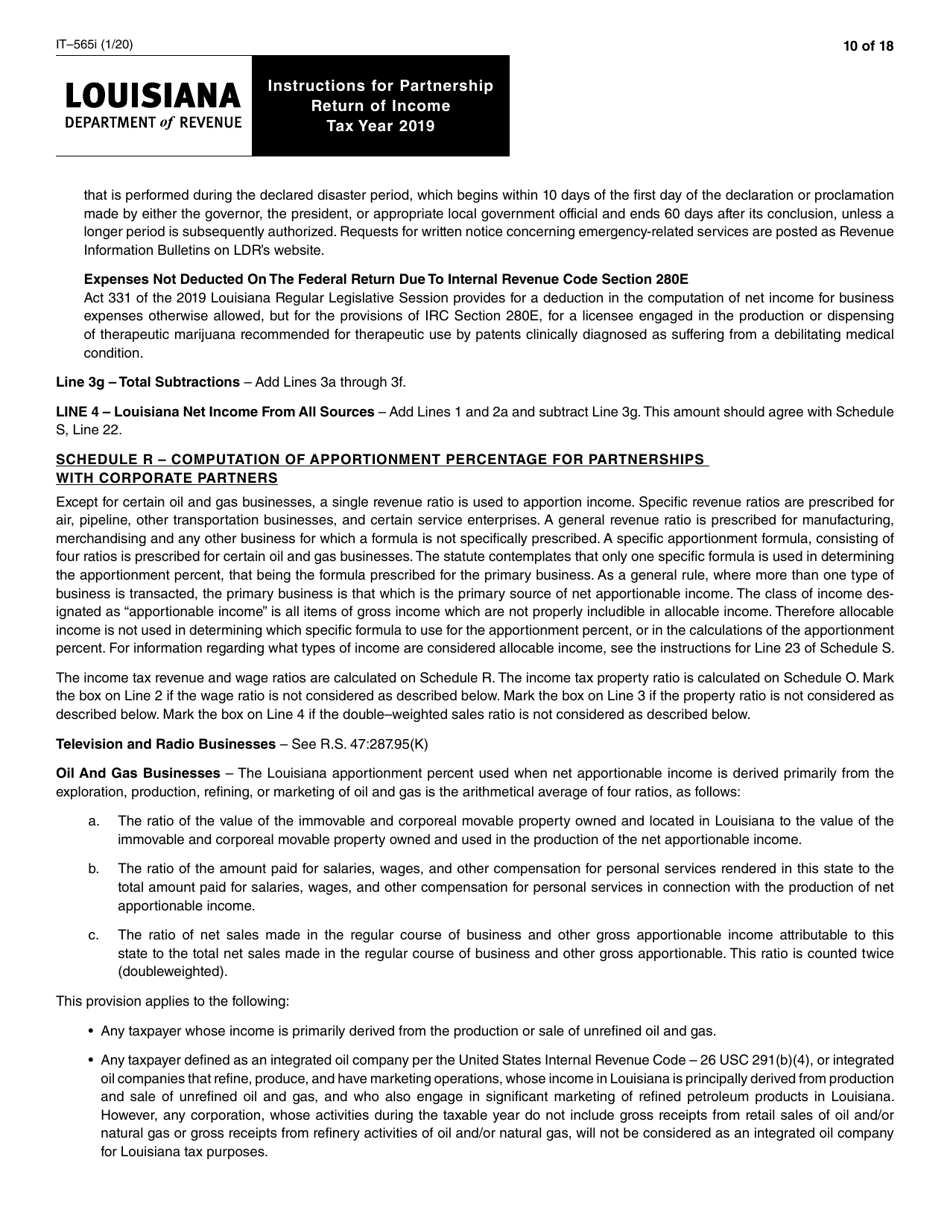 Instructions for Form IT-565 Partnership Return of Income - Louisiana, Page 10