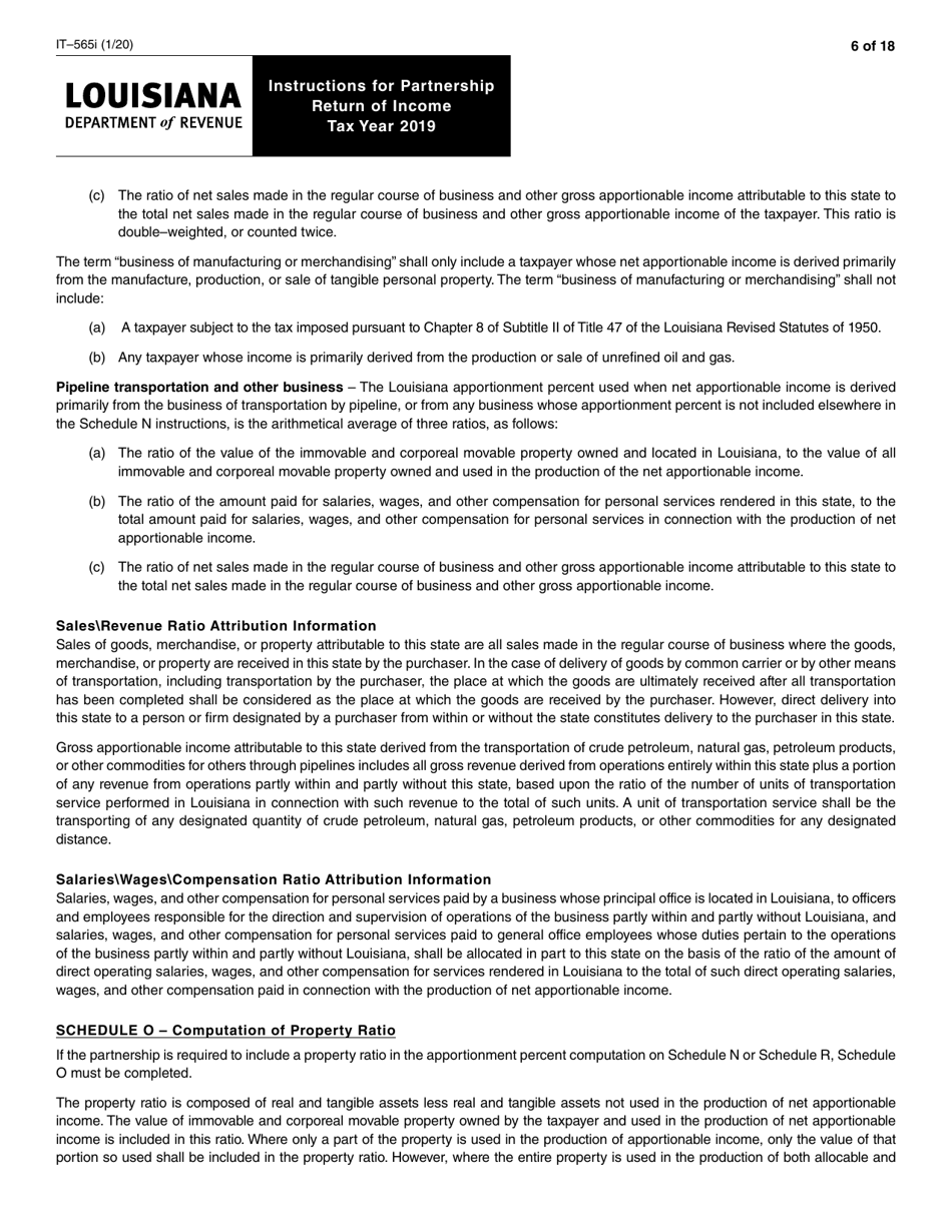 Instructions for Form IT-565 Partnership Return of Income - Louisiana, Page 6