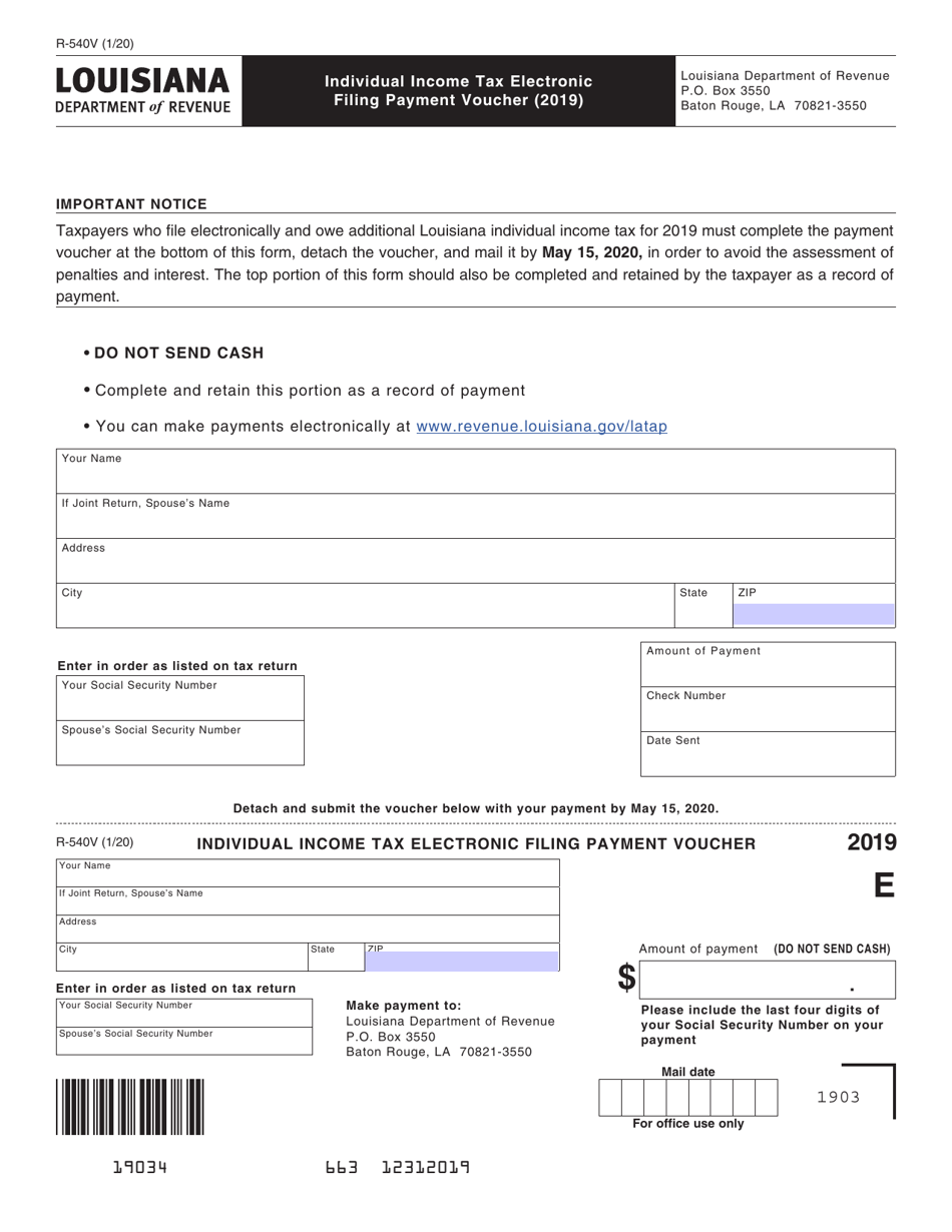 Form R-540V Download Fillable PDF or Fill Online Individual Income Tax ...