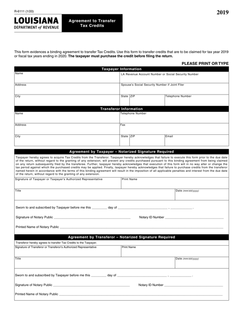 Form R-6111 2019 Printable Pdf