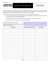 Document preview: Form R-5982 Schedule of Tax Paid if Paid by Owner - Louisiana