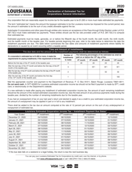 Instructions for Form CIFT-620ES Louisiana Estimated Tax Declaration Voucher for Corporations - Louisiana