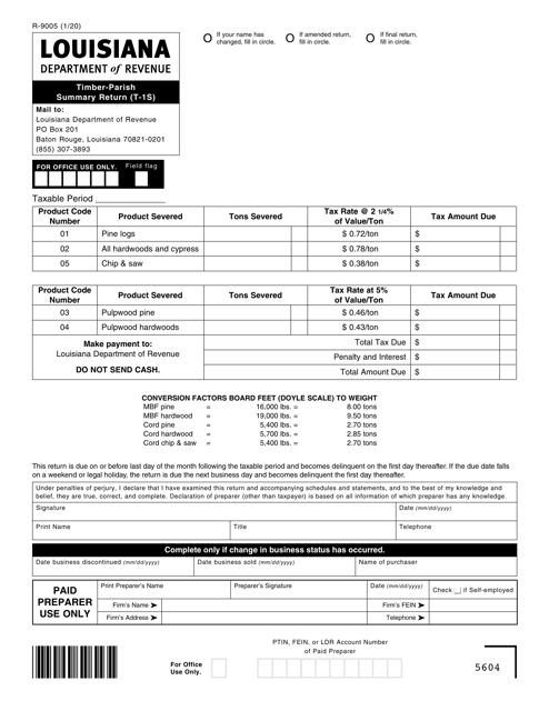Form R-9005 (T-1S)  Printable Pdf