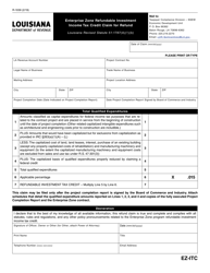 Document preview: Form R-1039 Enterprise Zone Refundable Investment Income Tax Credit Claim for Refund - Louisiana