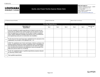 Form R-1092 Quality Jobs Project Facility Expense Rebate Claim - Louisiana, Page 2