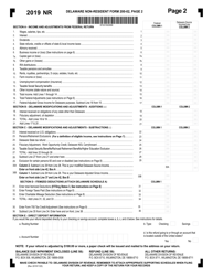 Form 200-02 Delaware Individual Non-resident Income Tax Return - Delaware, Page 2