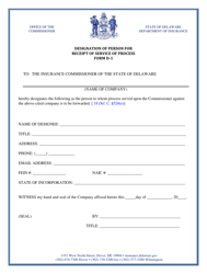 Form D-1 &quot;Designation of Person for Receipt of Service of Process&quot; - Delaware