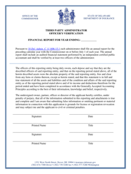 Document preview: Third Party Administrator Officer's Verification - Delaware