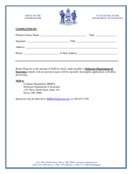 Third Party Administrator Annual Renewal Form - Delaware, Page 2
