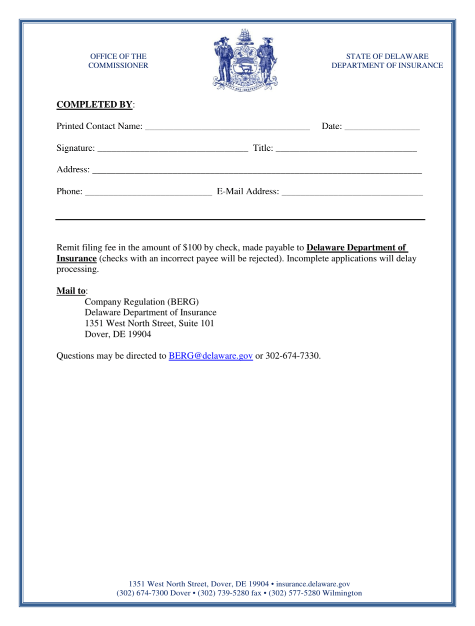 Delaware Third Party Administrator Annual Renewal Form Fill Out Sign Online And Download Pdf