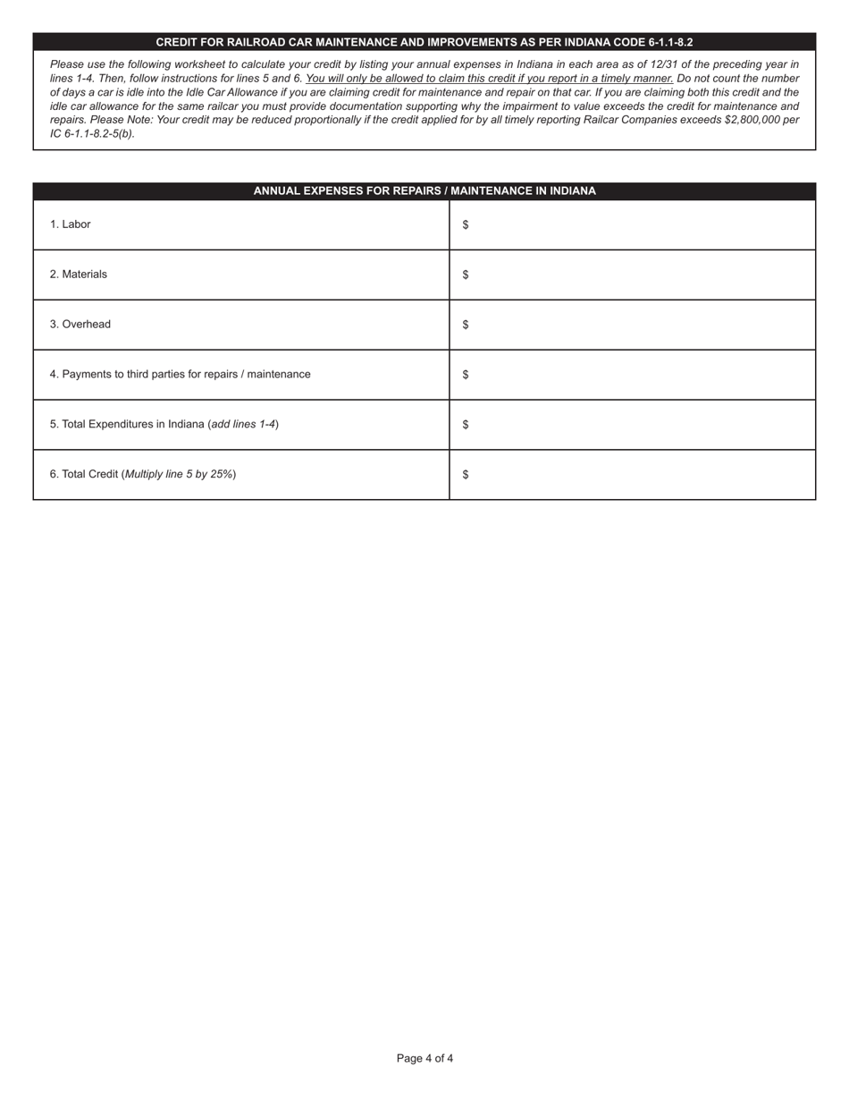 State Form 46373 (DLGF RC-1) Report of Railcar Tax - Indiana, Page 4