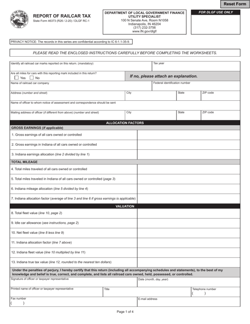 State Form 46373 (DLGF RC-1)  Printable Pdf