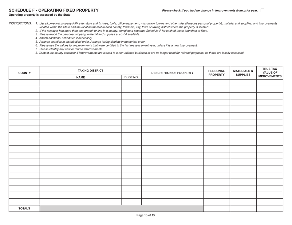State Form 31289 (U.D. Form 32) Annual Report - Railroad Property - Indiana, Page 13