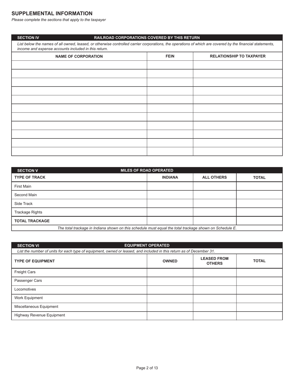 State Form 31289 (U.D. Form 32) Annual Report - Railroad Property - Indiana, Page 2