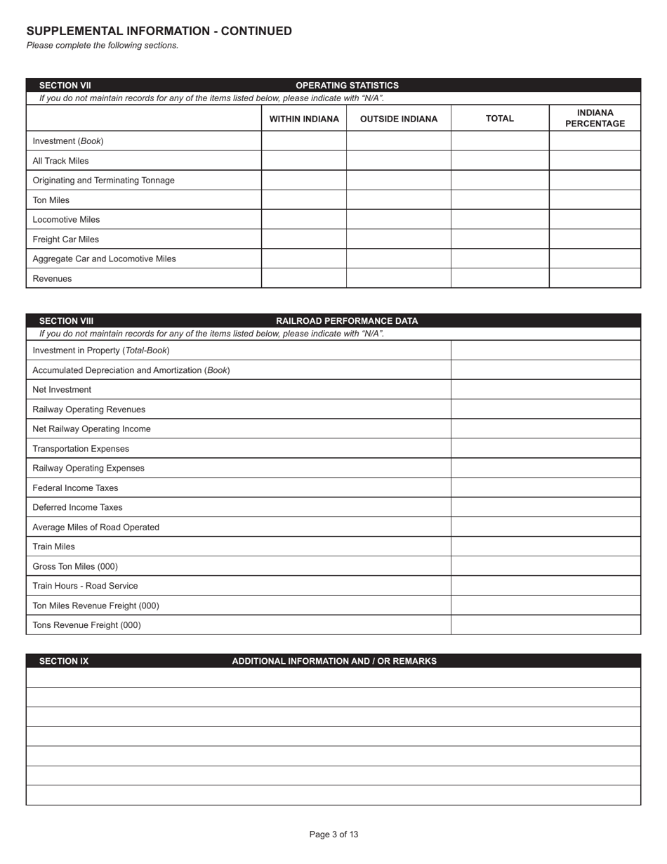 State Form 31289 (U.D. Form 32) Annual Report - Railroad Property - Indiana, Page 3