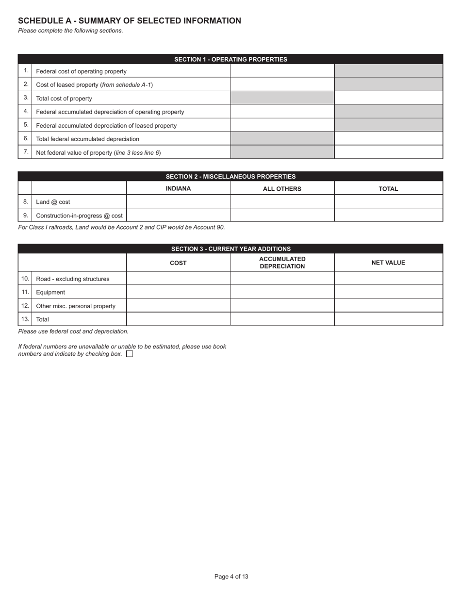 State Form 31289 (U.D. Form 32) Annual Report - Railroad Property - Indiana, Page 4