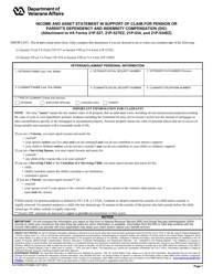 Document preview: VA Form 21P-0969 Income and Asset Statement in Support of Claim for Pension or Parent's Dependency and Indemnity Compensation (DIC) (Attachment to VA Forms 21p-527, 21p-527ez, 21p-534, and 21p-534ez)