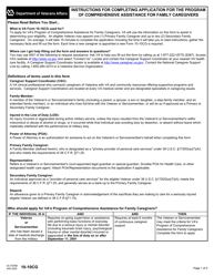 VA Form 10-10CG Application for Comprehensive Assistance for Family Caregivers Program