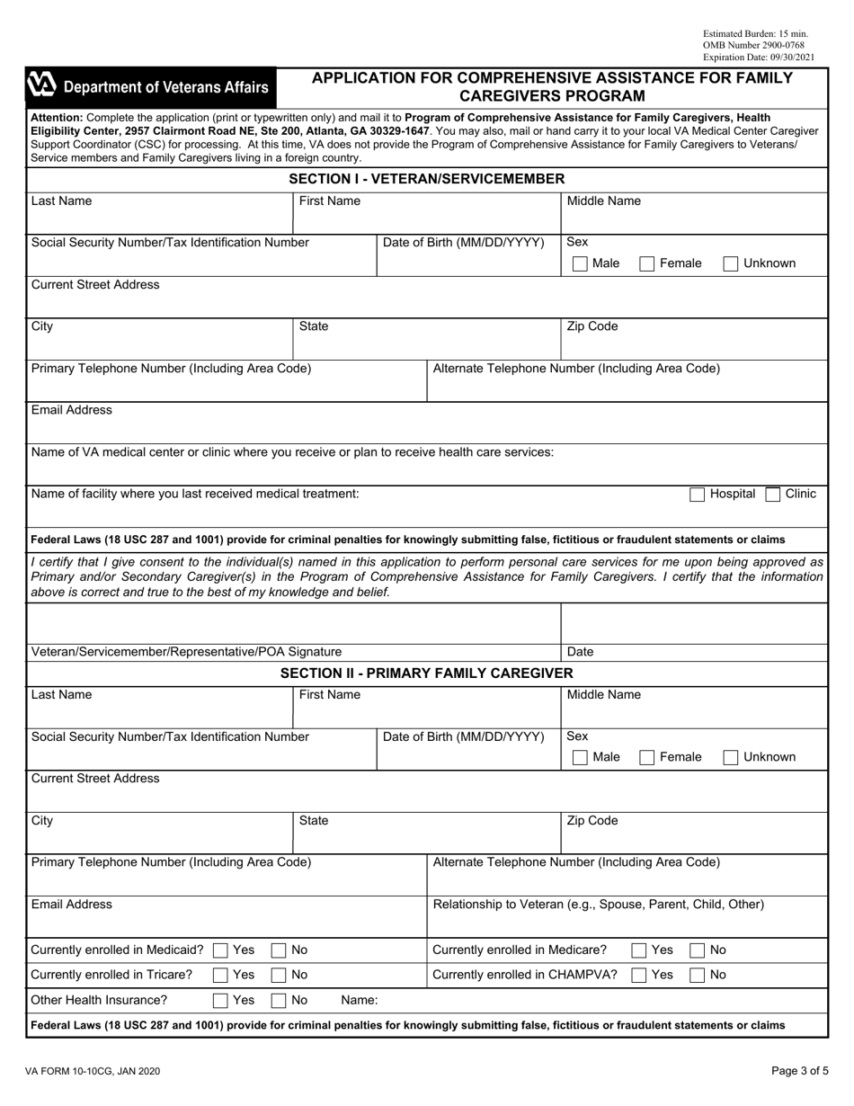 VA Form 10 10CG Download Fillable PDF Or Fill Online Application For Comprehensive Assistance