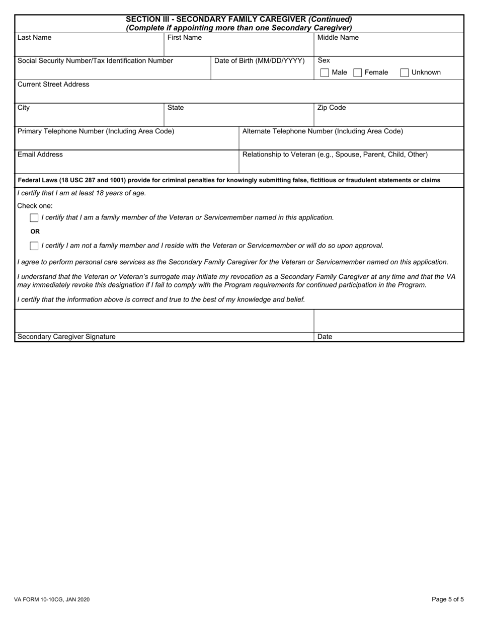 VA Form 10 10CG Download Fillable PDF Or Fill Online Application For Comprehensive Assistance